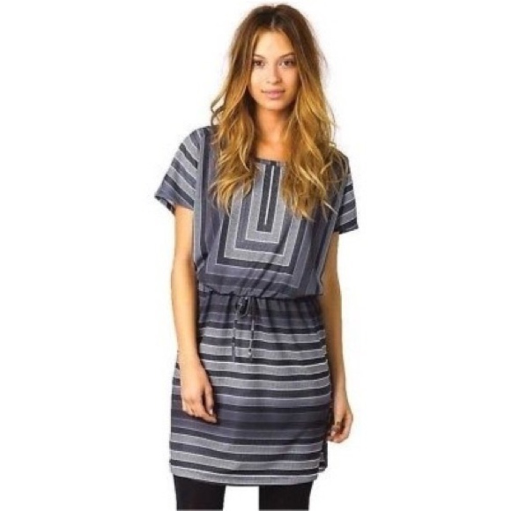 PrAna lindy grey geometric drawstring dress XS